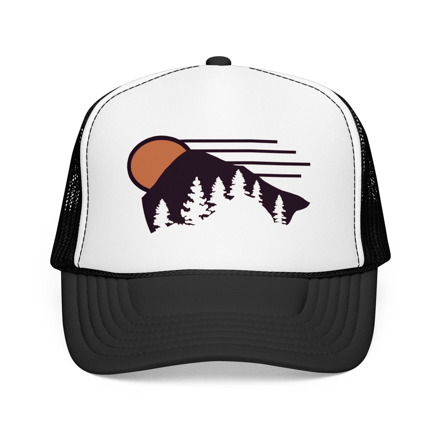Retro Mountain Sunset Trucker // Forest Landscape